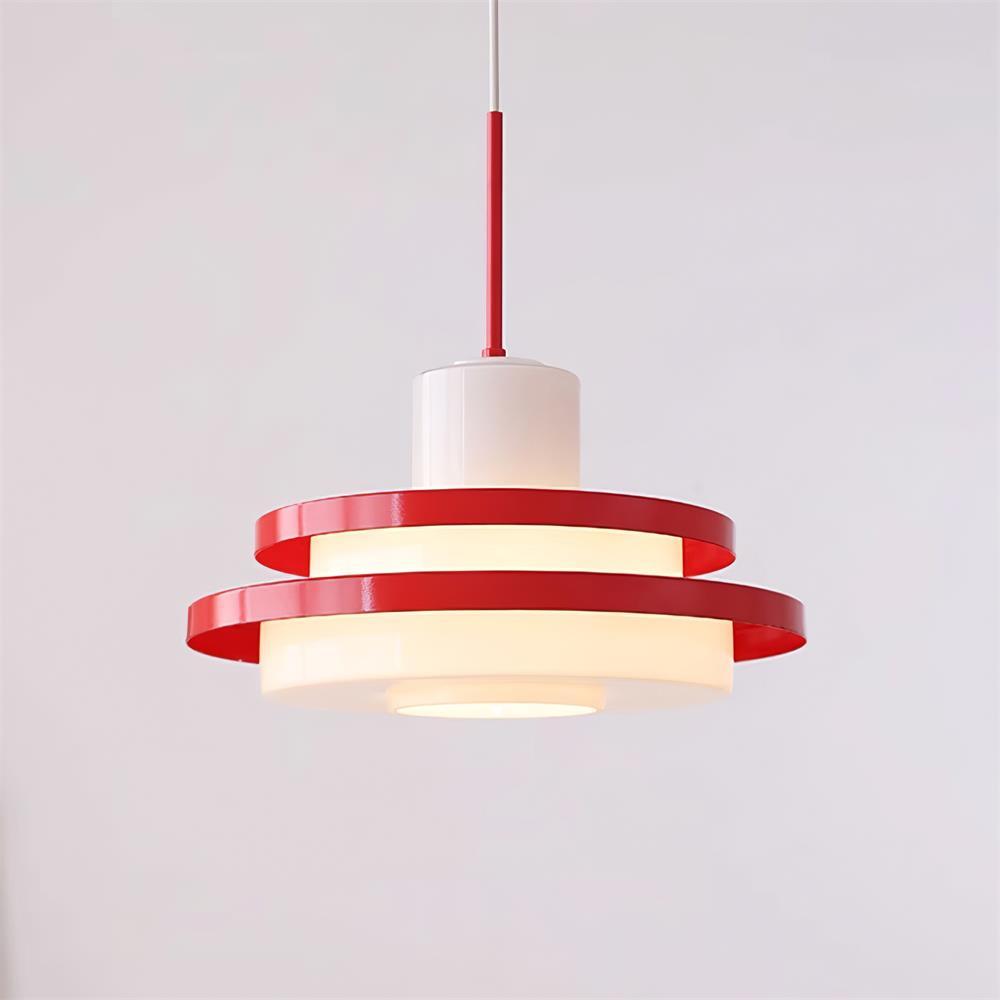 Dimmer Compatible Red And White Glass Pendant Light